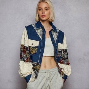 POL Colorful Patchwork‎ Denim Jacket NWT